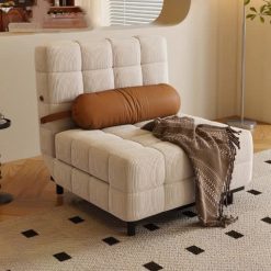 Giường sofa kem kiểu Pháp gấp đa năng phòng khách căn hộ nhỏ phong cách retro giường đơn gấp đa năng mới 2025