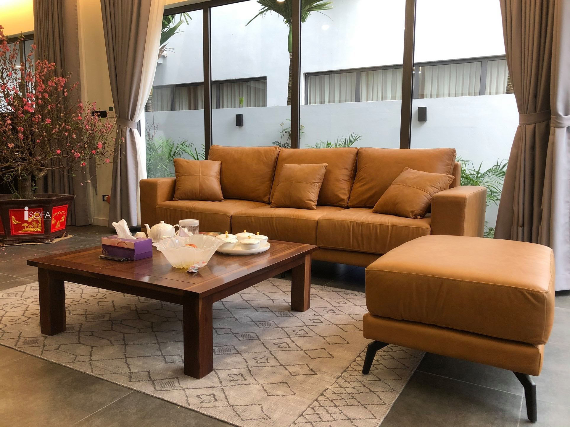 Ghế sofa da bò Italy phòng khách