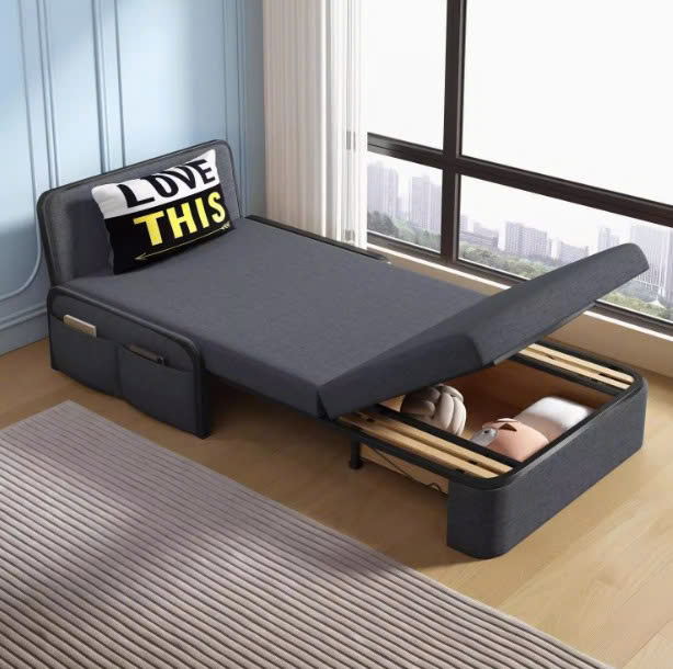 Giường sofa gấp đa năng 2025 phòng khách căn hộ nhỏ mới không có tay vịn đa năng đơn tích hợp vải có thể thu vào