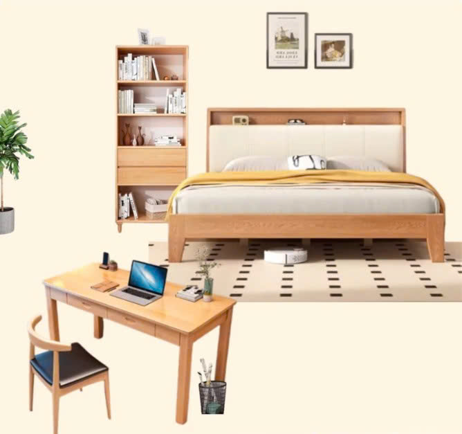 Combo sản phẩm phòng ngủ không gian hiện đại tích hợp phòng làm việc